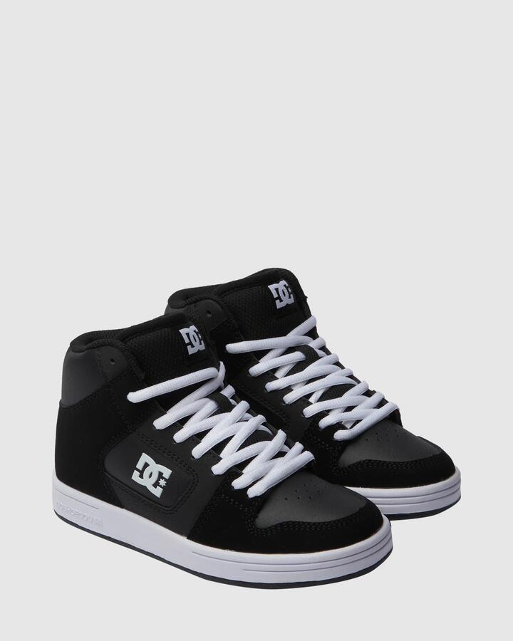 Image of Shoes. Product name - DC Shoes Boys 8-16 Manteca 4 Hi Skate Shoes Black/Black/White in Black/Black/White colour by brand - DC Shoes