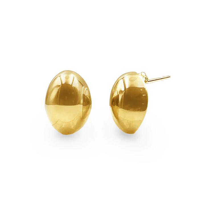 Image of Earrings. Productname: 9kt Yellow Gold Silver Filled Organic Dome Stud Earrings in Gold colour by brand - Bevilles