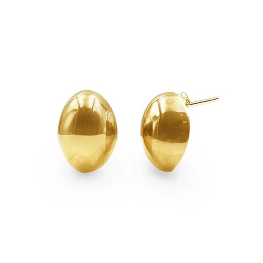 Image of Earrings. Productname: 9kt Yellow Gold Silver Filled Organic Dome Stud Earrings in Gold colour by brand - Bevilles