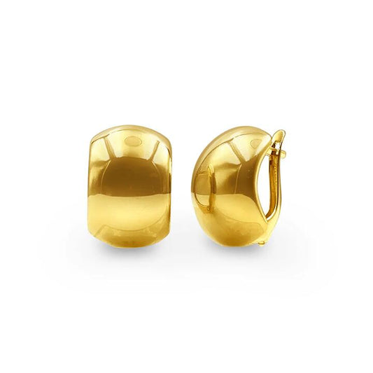 Image of Earrings. Productname: 9kt Yellow Gold Silver Filled Rectangle Dome Stud Earrings in Gold colour by brand - Bevilles