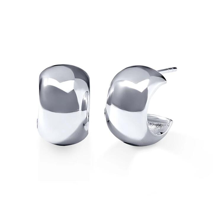 Image of Earrings. Productname: 13mm Graduated Hoop Earrings in Sterling Silver in Silver colour by brand - Bevilles