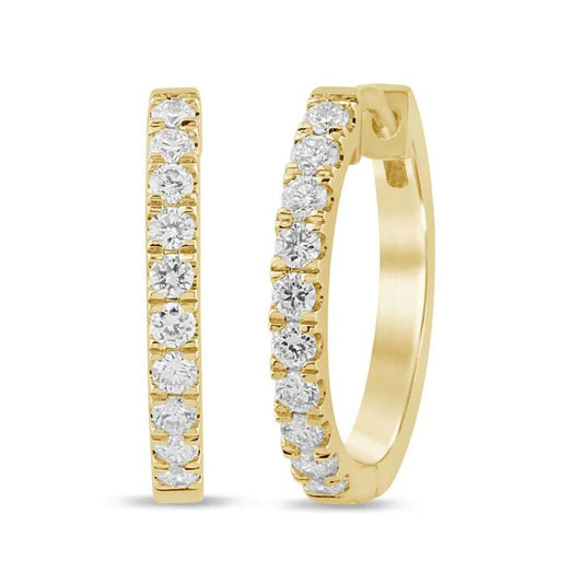 Image of Earrings. Productname: Hoop Earrings with 1/2ct of Laboratory Grown Diamonds in 9kt Yellow Gold in Diamond colour by brand - Bevilles