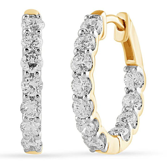 Image of Earrings. Productname: Inside Out Hoop Earrings with 1.50ct of Laboratory Grown Diamonds in 9kt Yellow Gold in Diamond colour by brand - Bevilles