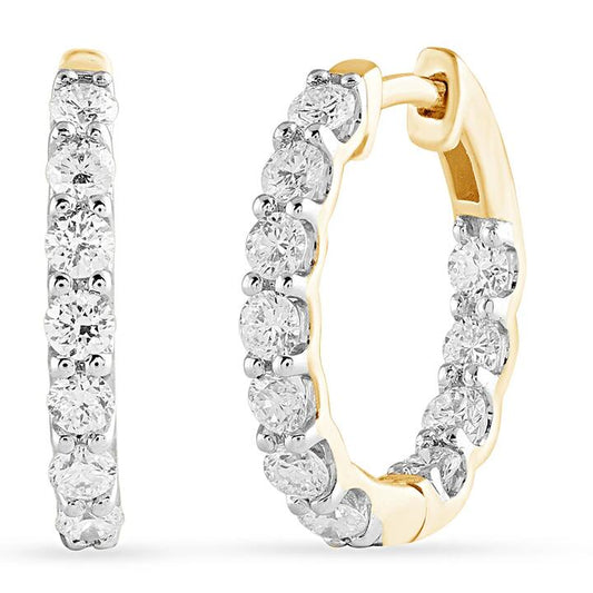 Image of Earrings. Product name - Inside Out Hoop Earrings with 1.00tw of Laboratory-Grown Diamonds in 9kt Yellow Gold in colour by brand - Bevilles