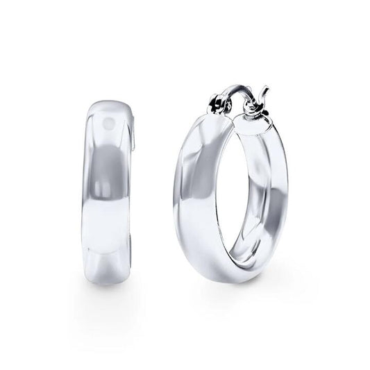 Image of Earrings. Product name - 16mm Half Round Hoop Earrings in Sterling Silver in colour by brand - Bevilles