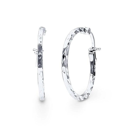 Image of Earrings. Productname: Diamond Cut Hoop Earrings in Sterling Silver in Silver colour by brand - Bevilles