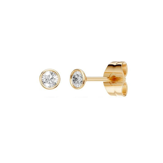 Image of Earrings. Product name - Martini Bezel Stud Earrings with 0.20tw of Laboratory-Grown Diamonds in 9kt Yellow Gold in colour by brand - Bevilles