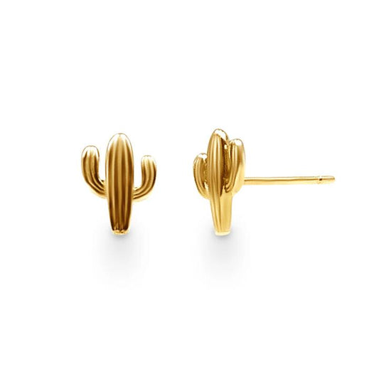 Image of Earrings. Productname: Mini Cactus Stud Earrings in 9kt Yellow Gold in Gold colour by brand - Bevilles