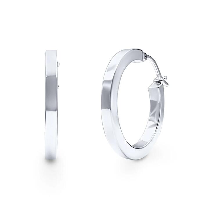 Image of Earrings. Productname: 20mm Square Edge Hoop Earrings in Sterling Silver in Silver colour by brand - Bevilles