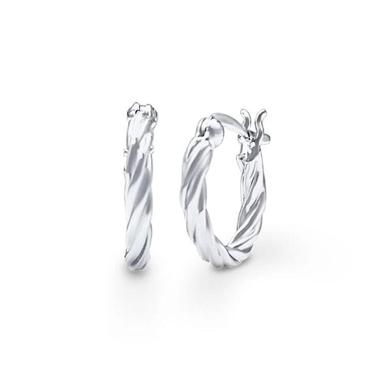 Image of Earrings. Productname: 16mm Rope Twist Earrings in Sterling Silver in Silver colour by brand - Bevilles