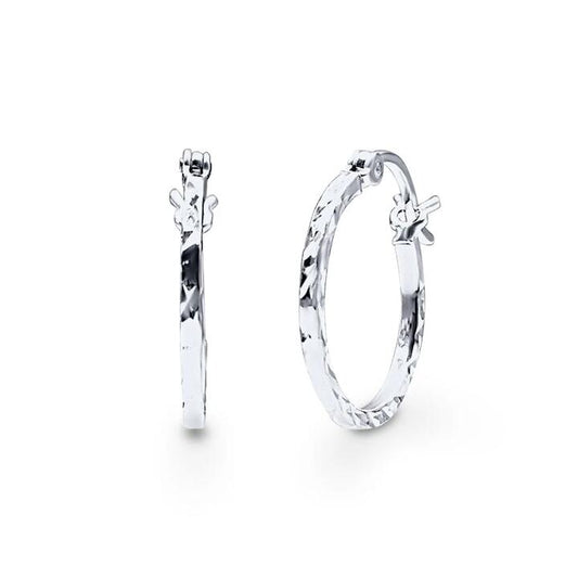 Image of Earrings. Productname: Square Edge Hoop Earrings in Sterling Silver in Silver colour by brand - Bevilles