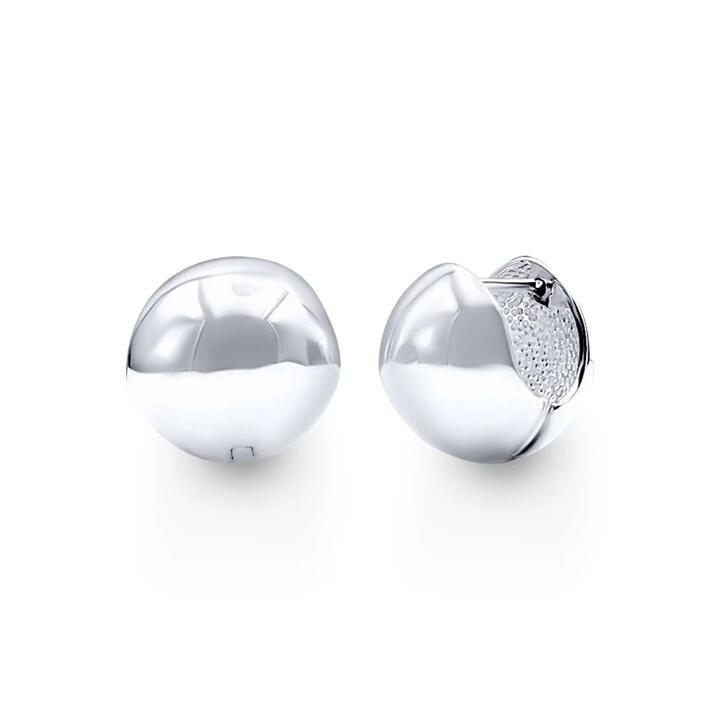 Image of Earrings. Productname: Large Round Ball Hoop Earrings in Sterling Silver in Silver colour by brand - Bevilles