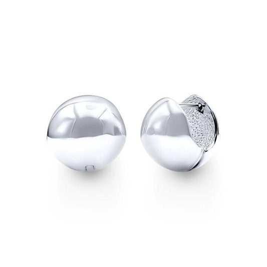 Image of Earrings. Productname: Large Round Ball Hoop Earrings in Sterling Silver in Silver colour by brand - Bevilles