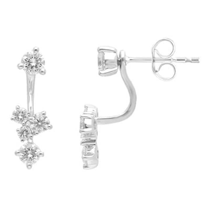 Image of Earrings. Product name - Enhancer Stud Earrings with 1.00tw of Laboratory-Grown Diamonds in Platinum and Sterling Silver in colour by brand - Bevilles