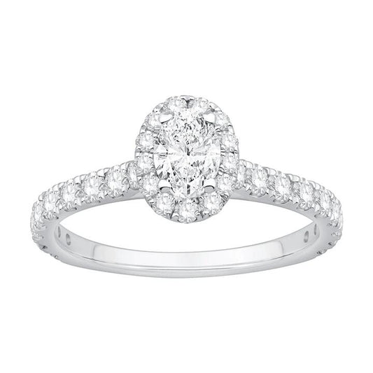 Image of Jewelry. Productname: Oval Ring with 1.10kt of Laboratory Grown Diamonds in 9kt White Gold in Diamond colour by brand - Bevilles
