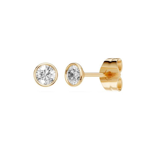Image of Earrings. Productname: Martini Bezel Stud Earrings with 0.40ct of Laboratory Grown Diamonds in 9kt Yellow Gold in Diamond colour by brand - Bevilles