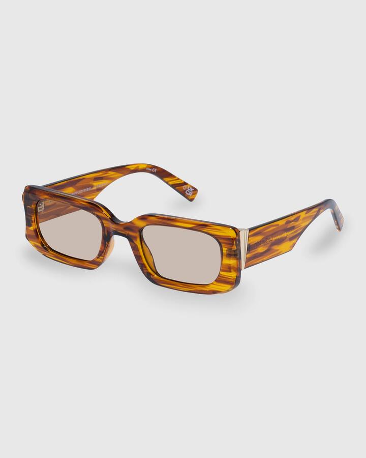Image of Sunglasses. Product name - Le Specs Rippled Rebel Sunglasses Woodstripe in Woodstripe colour by brand - Le Specs