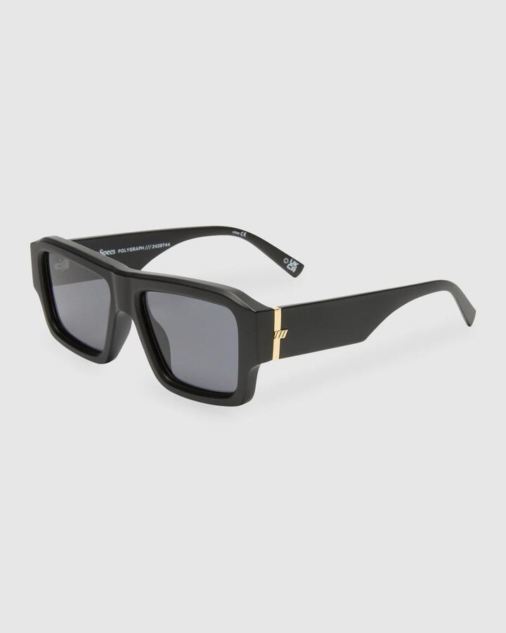 Image of Sunglasses. Productname: Le Specs - Polygraph Square Sunglasses - Matte Black - in Matte Black colour by brand - Le Specs