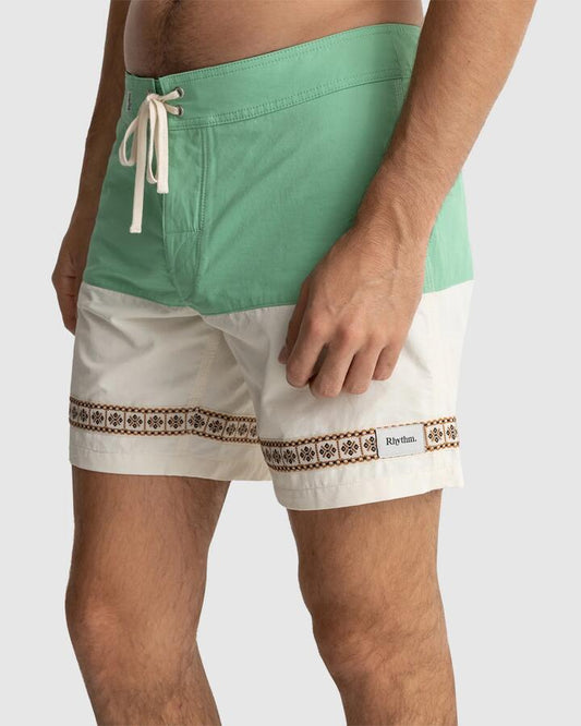 Image of Swimwear. Productname: Rhythm Mens Heritage Splice Boardshorts Sea Green - in Sea Green colour by brand - Rhythm