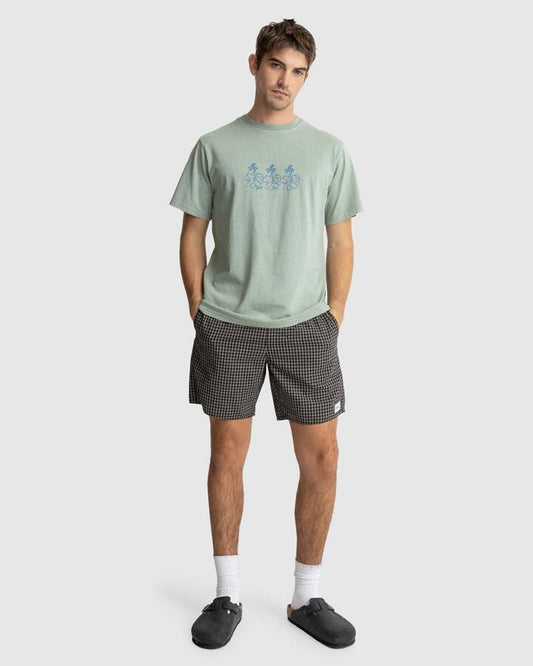 Image of Swimwear. Productname: Rhythm Mens Linen Check Jam Boardshorts Black - in Black colour by brand - Rhythm