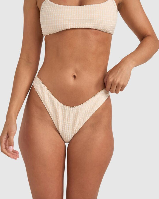 Image of Swimwear. Productname: Rhythm Womens Malibu Hi Cut Bikini Bottoms Cream - in Cream colour by brand - Rhythm