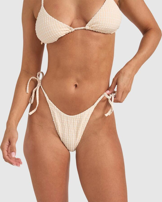 Image of Swimwear. Productname: Rhythm - Womens Malibu Tie Side Hi Cut Bikini Bottoms - Cream - in Cream colour by brand - Rhythm