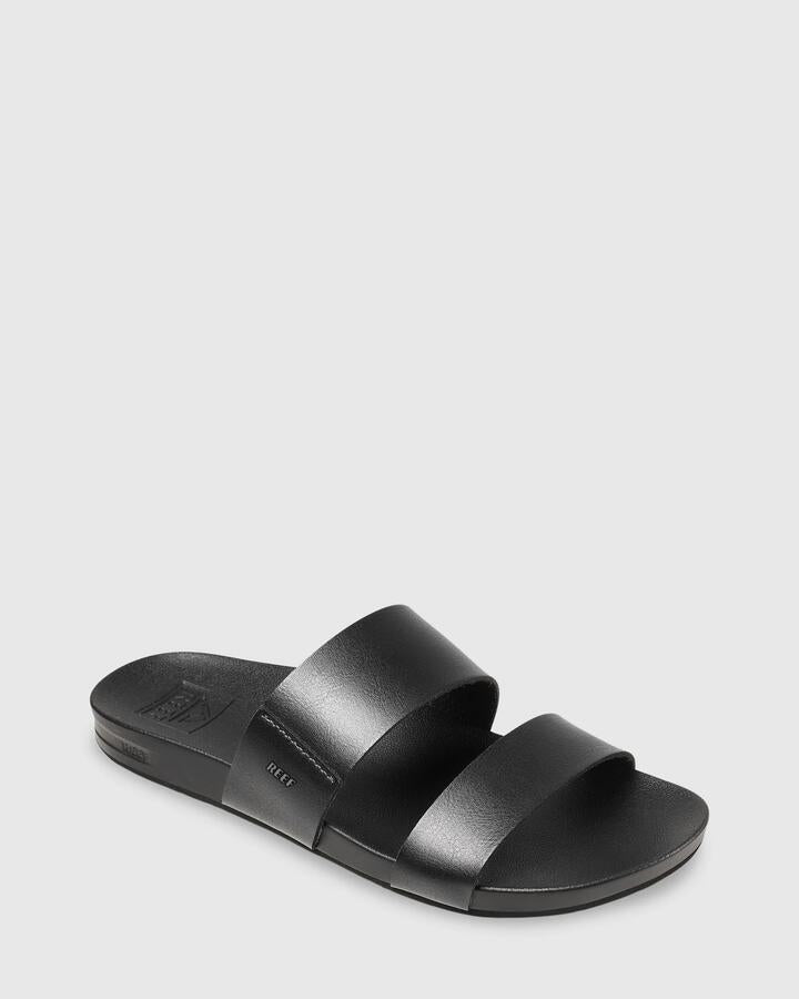 Image of Sandals. Product name - Reef Womens Cushion Vista Sandals Black Black in Black Black colour by brand - Reef