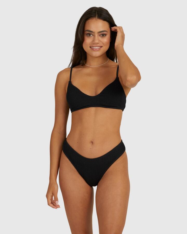 Image of a model wearing Tops. Productname: Billabong - Womens Summer High Bralette Bikini Top - Black Sands - in Black Sands colour by brand - Billabong