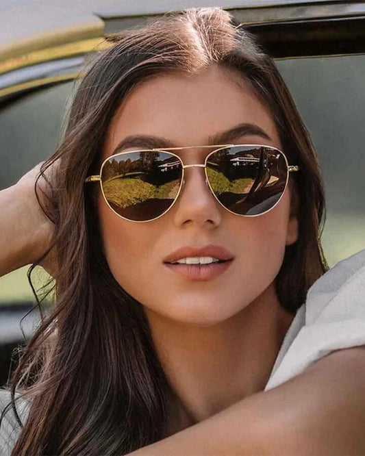 Image of Sunglasses. Productname: Carve - Solana Aviator Sunglasses - Gloss Gold Metal - in Gloss Gold Metal colour by brand - Carve