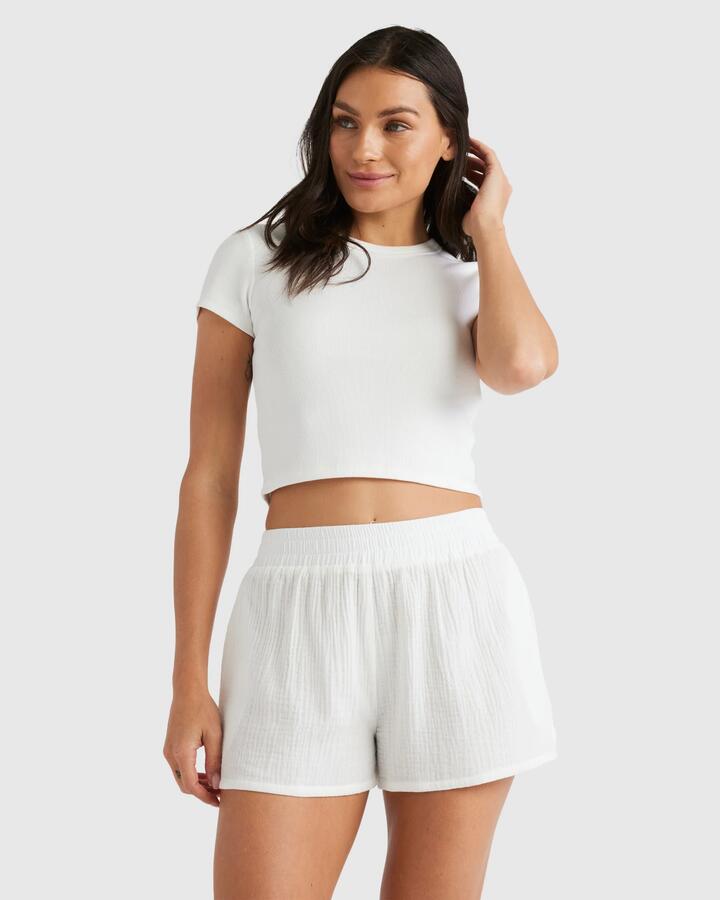 Image of T-Shirts. Product name - Nunui Womens Baby Rib T-Shirt Summer White in Summer White colour by brand - Nunui