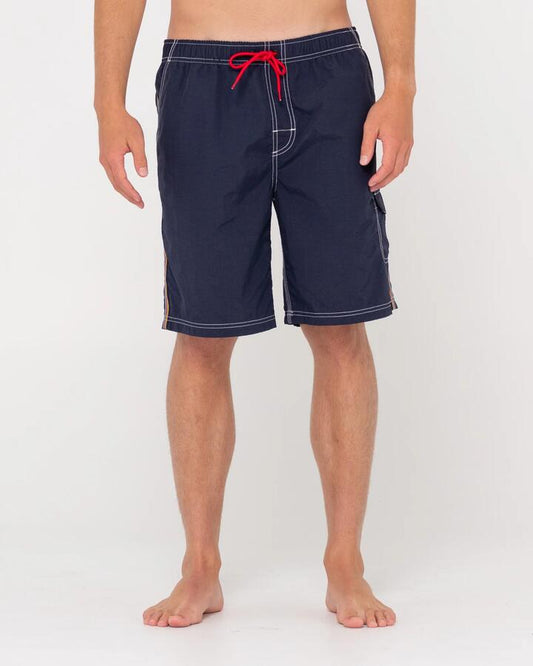 Image of Swimwear. Productname: Rusty Mens Tripped Out Elastic Boardshorts Navy Blue - in Navy Blue colour by brand - Rusty