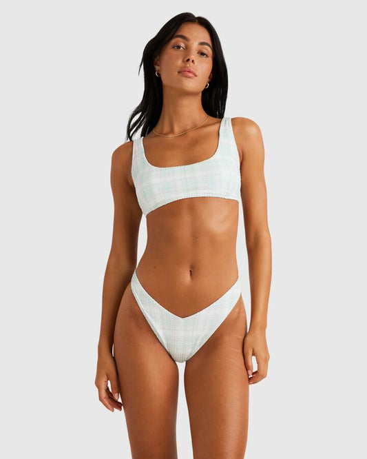 Image of Swimwear. Productname: RVCA Womens Summer Plaid V Medium French Bikini Bottom Sky High - in Sky High colour by brand - RVCA