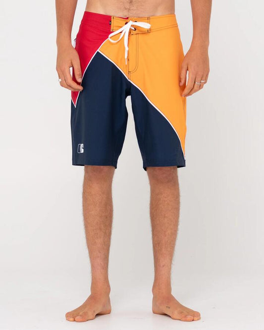 Image of Swimwear. Productname: Rusty Mens Mondrian Slant Boardshorts Navy Blue - in Navy Blue colour by brand - Rusty
