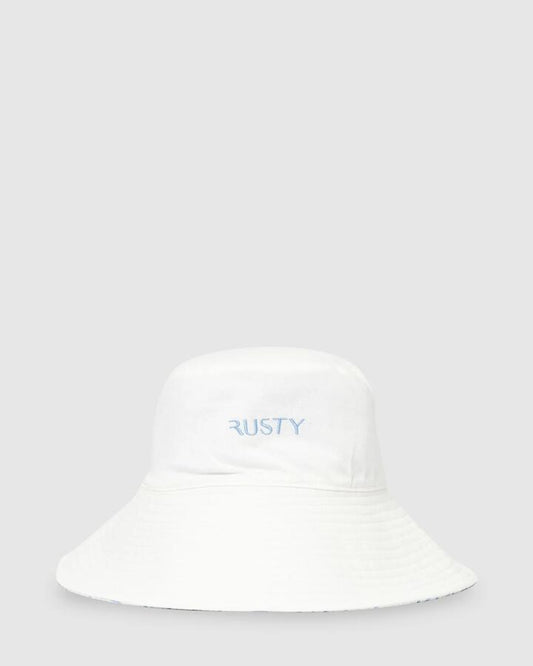 Image of Hats. Product name - Rusty Womens Spencer Reversible Bucket Hat Glacial Blue in Glacial Blue colour by brand - Rusty