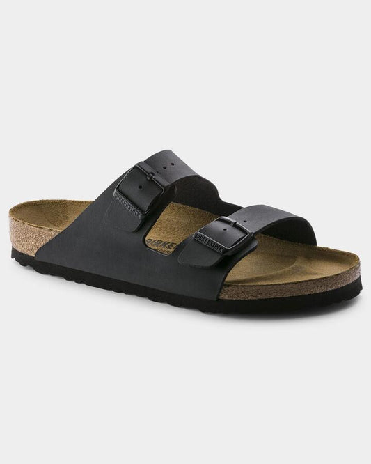 Image of Slippers. Product name - Birkenstock Arizona Birko-Flor Regular Slides Black in Black colour by brand - Birkenstock