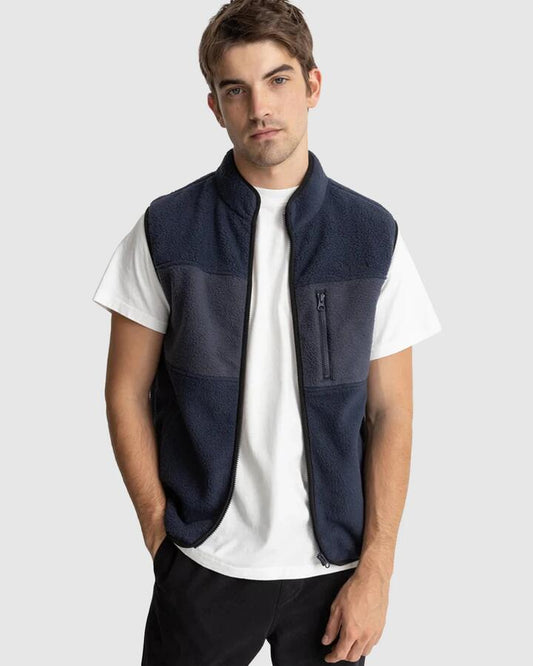 Image of Coats & Jackets. Productname: Rhythm Mens Tamas Vest Navy - in Navy colour by brand - Rhythm