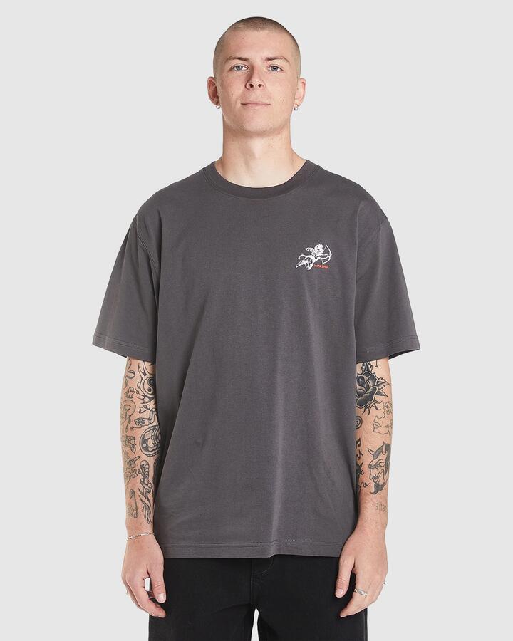 Image of T-Shirts. Product name - Worship Mens Cherub T-Shirt Worn Black in Worn Black colour by brand - Worship