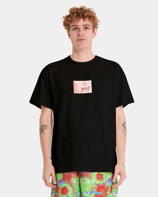 Image of T-Shirts. Product name - Misfit Mens Denver Omelette 50-50 T-Shirt Washed Black in Washed Black colour by brand - Misfit