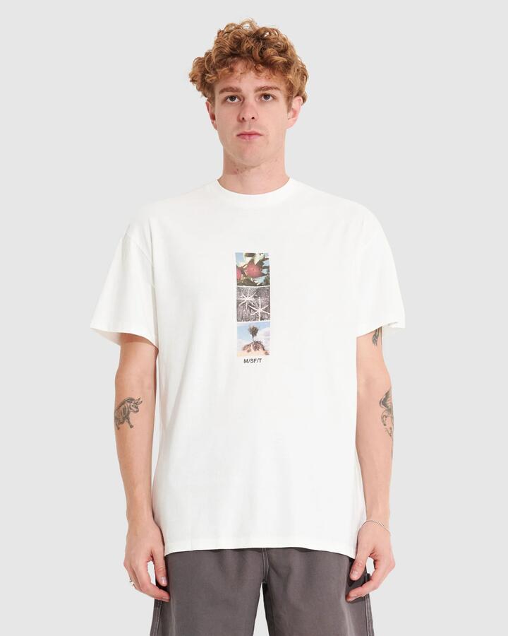 Image of T-Shirts. Product name - Misfit Mens Hong Kong Garden 50-50 T-Shirt Pigment Thrift White in Pigment Thrift White colour by brand - Misfit