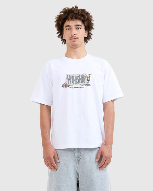 Image of T-Shirts. Productname: Worship Mens Etched T-Shirt White - in White colour by brand - Worship