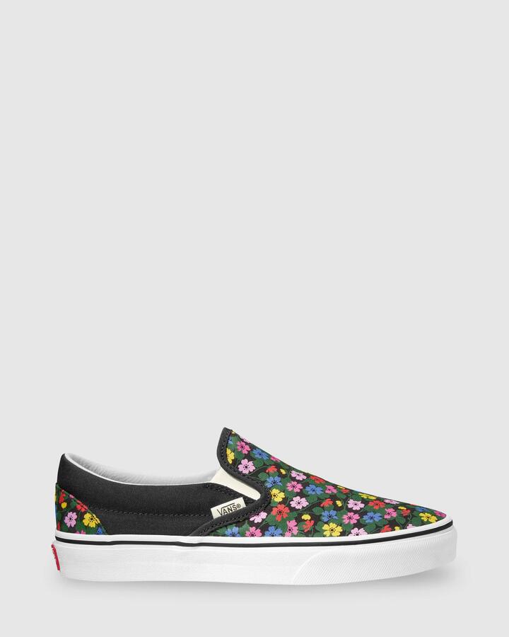 Image of Sneakers. Product name - Vans Classic Slip-On Sneakers Floral Black/White in Floral Black/White colour by brand - Vans