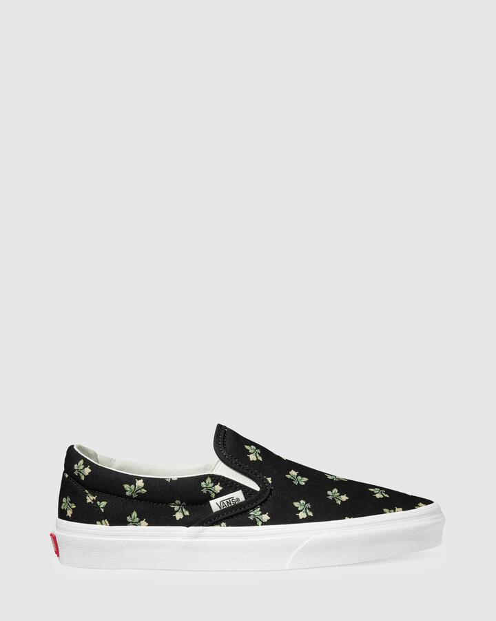 Image of Sneakers. Product name - Vans Classic Slip-On Sneakers Floral Black in Floral Black colour by brand - Vans
