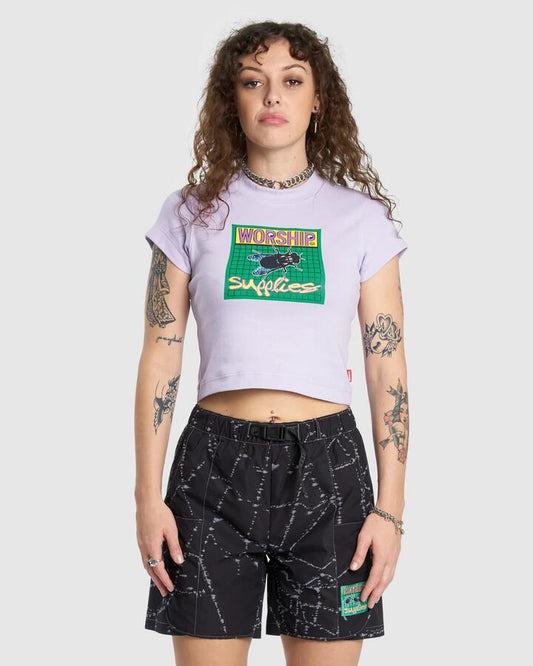 Image of T-Shirts. Product name - Worship Womens Time Flys Teeny T-Shirt Lavender in Lavender colour by brand - Worship