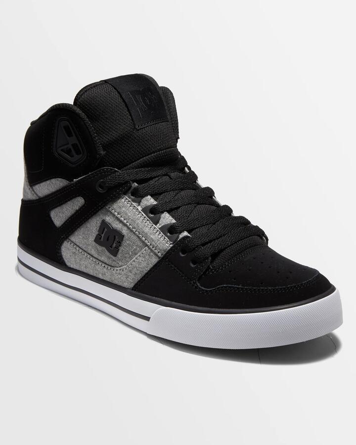 Image of Shoes. Product name - DC Shoes Mens Pure High-Top Skate Shoes Black/Battleship/Armor in Black/Battleship/Armor colour by brand - DC Shoes
