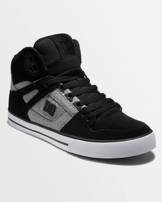 Image of Shoes. Product name - DC Shoes Mens Pure High-Top Skate Shoes Black/Battleship/Armor in Black/Battleship/Armor colour by brand - DC Shoes