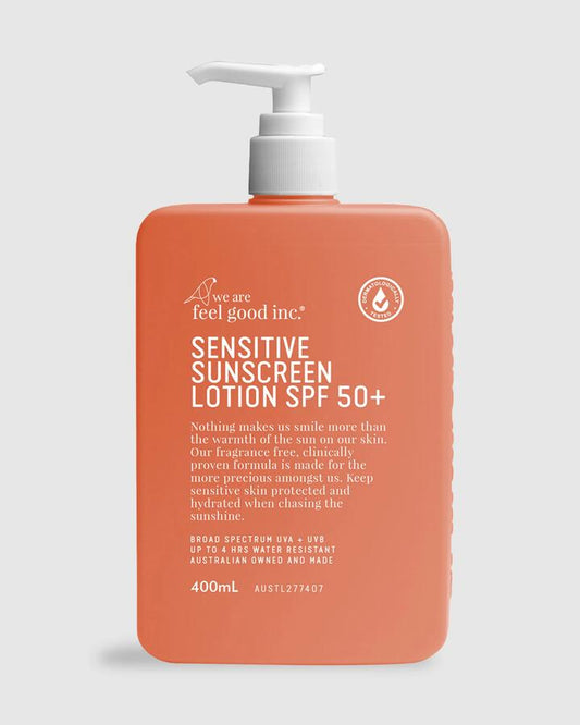 Image of Accessories. Product name - We Are Feel Good Inc Sensitive Sunscreen Lotion Spf 50+ 400Ml Sunscreen Natural in Natural colour by brand - We Are Feel Good Inc