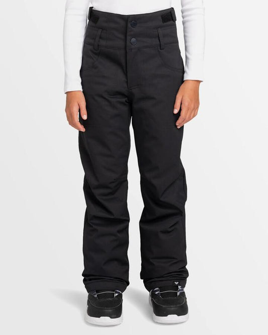 Image of a model wearing Pants. Product name - Roxy Girls 8-16 Diversion Snow Pants True Black in True Black colour by brand - Roxy