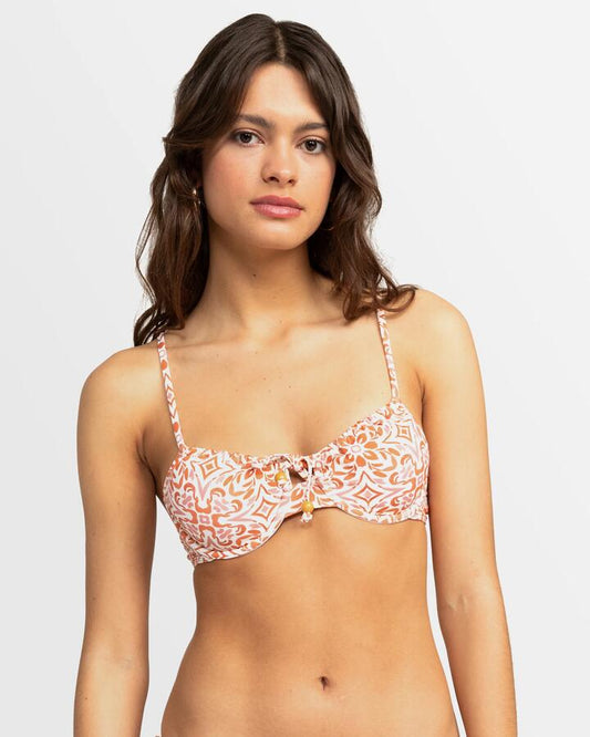 Image of Swimwear. Productname: Roxy Womens Fresco Tile Underwire Bikini Top Cloud Dancer Fresco Tile - in Cloud Dancer Fresco Tile colour by brand - Roxy