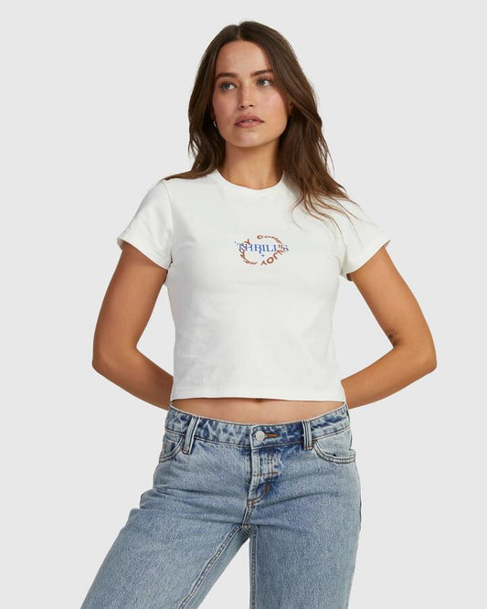 Image of T-Shirts. Product name - Thrills Womens Actuality Mini T-Shirt Tofu in Tofu colour by brand - Thrills