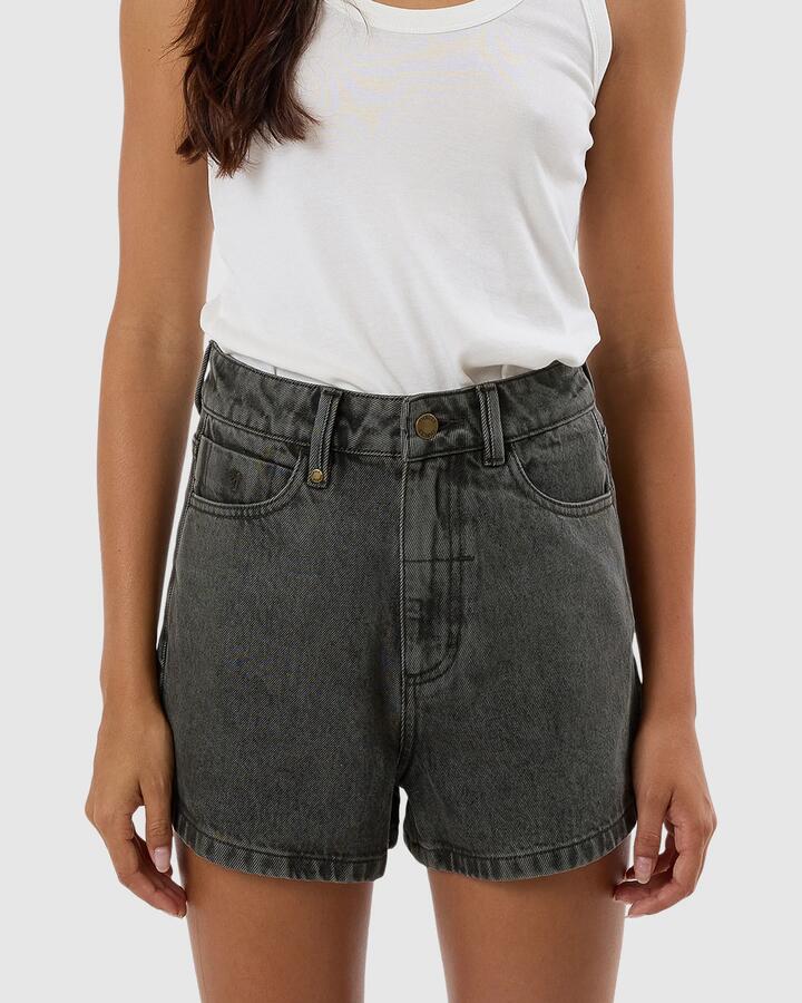Image of a model wearing Shorts. Productname: Thrills - Womens Erica Shorts - Light Canteen/Black - in Light Canteen/Black colour by brand - Thrills